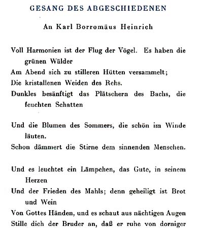 Gesang des Abgeschiedenen